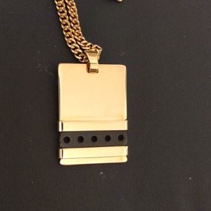 Anson Men's Pendant Necklace Gold/Black 1.5"/1" inch
